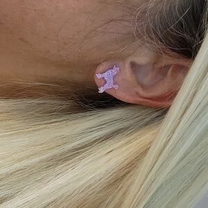 PINK POODLE LUCITE STUD EARRINGS
